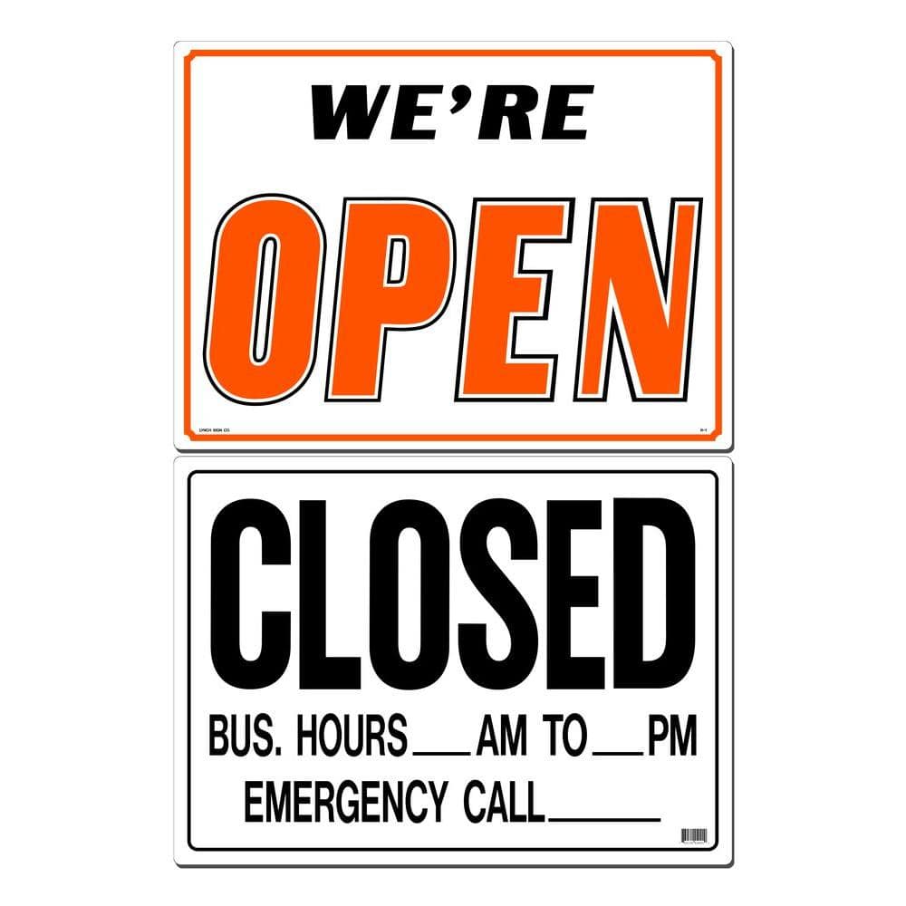 21 in. x 15 in. Open/Closed Sign Printed on More Durable, Thicker, Longer Lasting Styrene Plastic - Hercitys