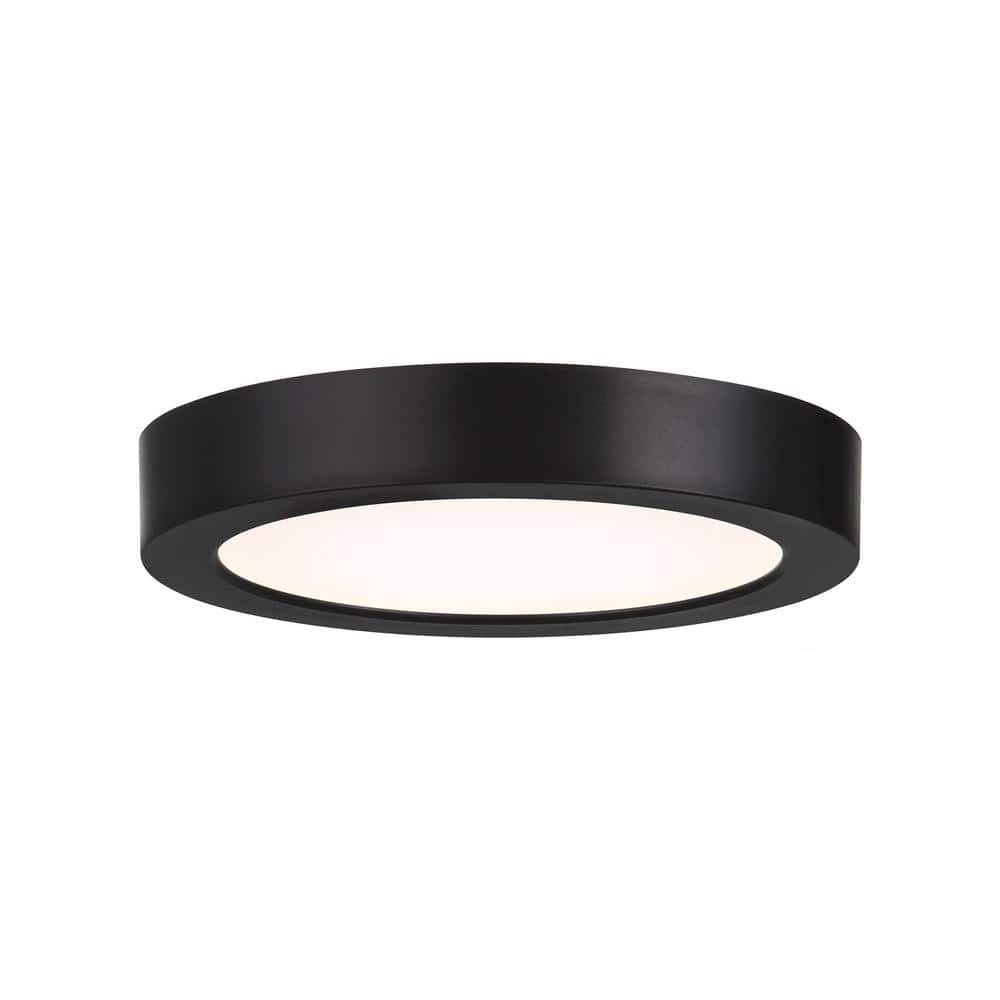 10 in. 20-Watt Modern Black Integrated LED Flush Mount with Clear Shade - Hercitys