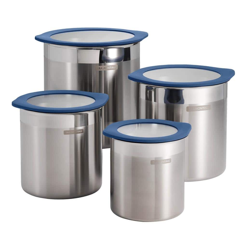 4 Pc Stainless Steel Canister Set – Blue - Hercitys