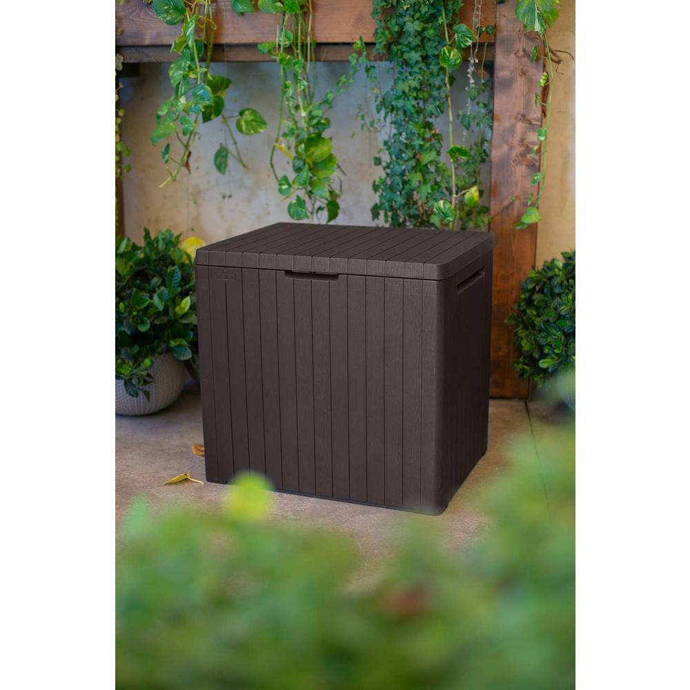 30 Gal. Resin Deck Box Brown for Patio Furniture, Storage for Outdoor Toys - Hercitys