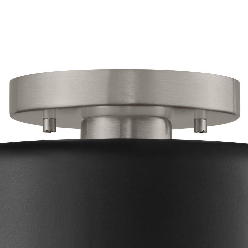 10 in. 1-Light Matte Black and Brushed Nickel Semi-Flush Mount - Hercitys