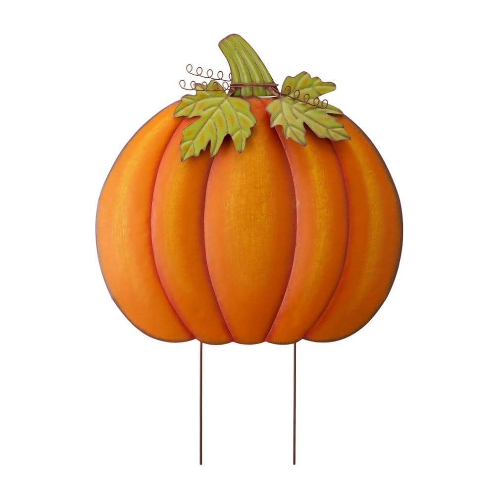 36 in. H Fall Oversized Metal Pumpkin Yard Stake or Wall Decor or Standing Decor - Hercitys