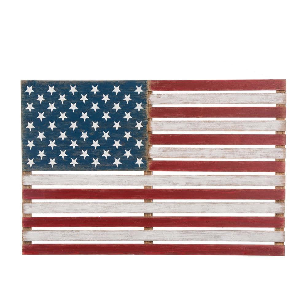 41.93 in. L Wooden Patriotic National Flag Wall Decor - Hercitys
