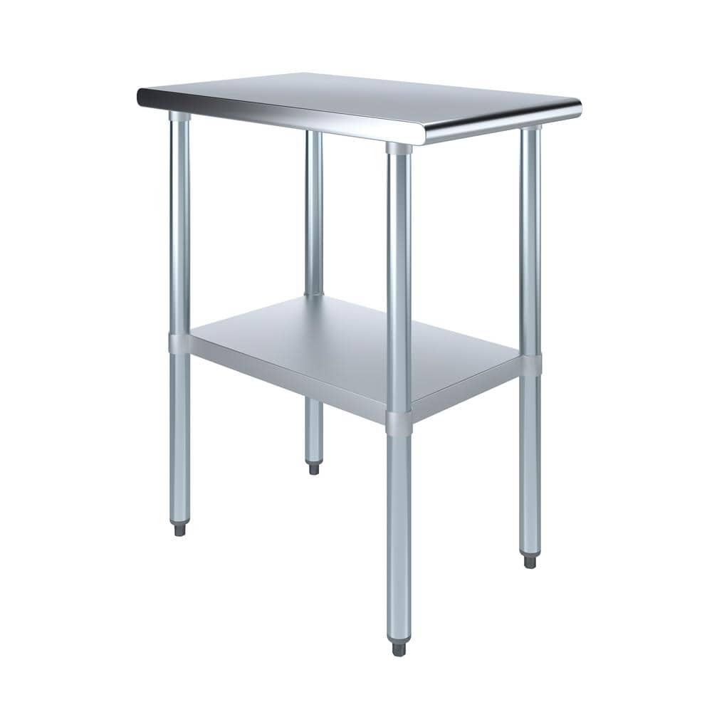 30 in. x 18 in. Stainless Steel Kitchen Utility Table with Adjustable Bottom Shelf - Hercitys