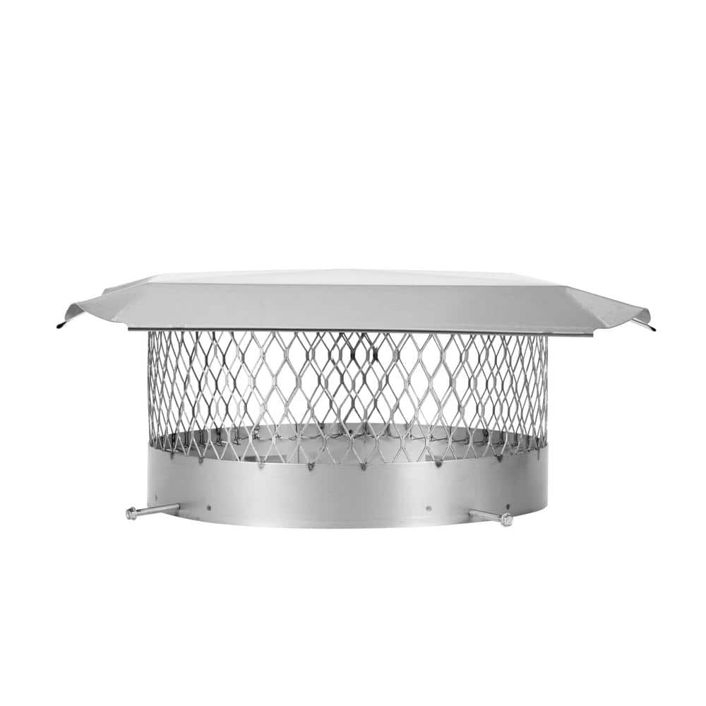 14 in. Round Bolt-On Single Flue Chimney Cap in Stainless Steel - Hercitys