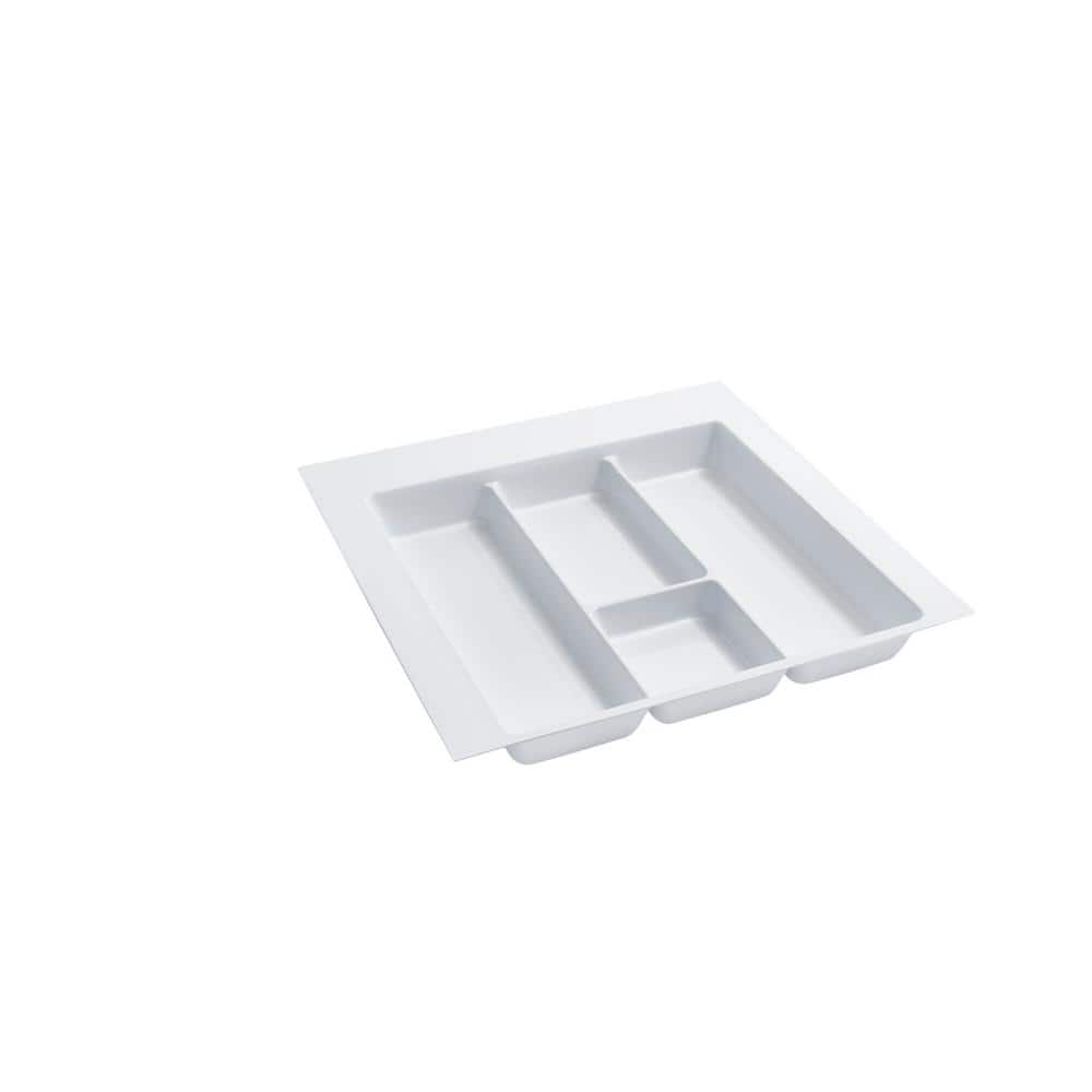 2.38 in. H x 21.87 in. W x 21.25 in. D Extra Large Glossy White Cutlery Tray Drawer Insert - Hercitys