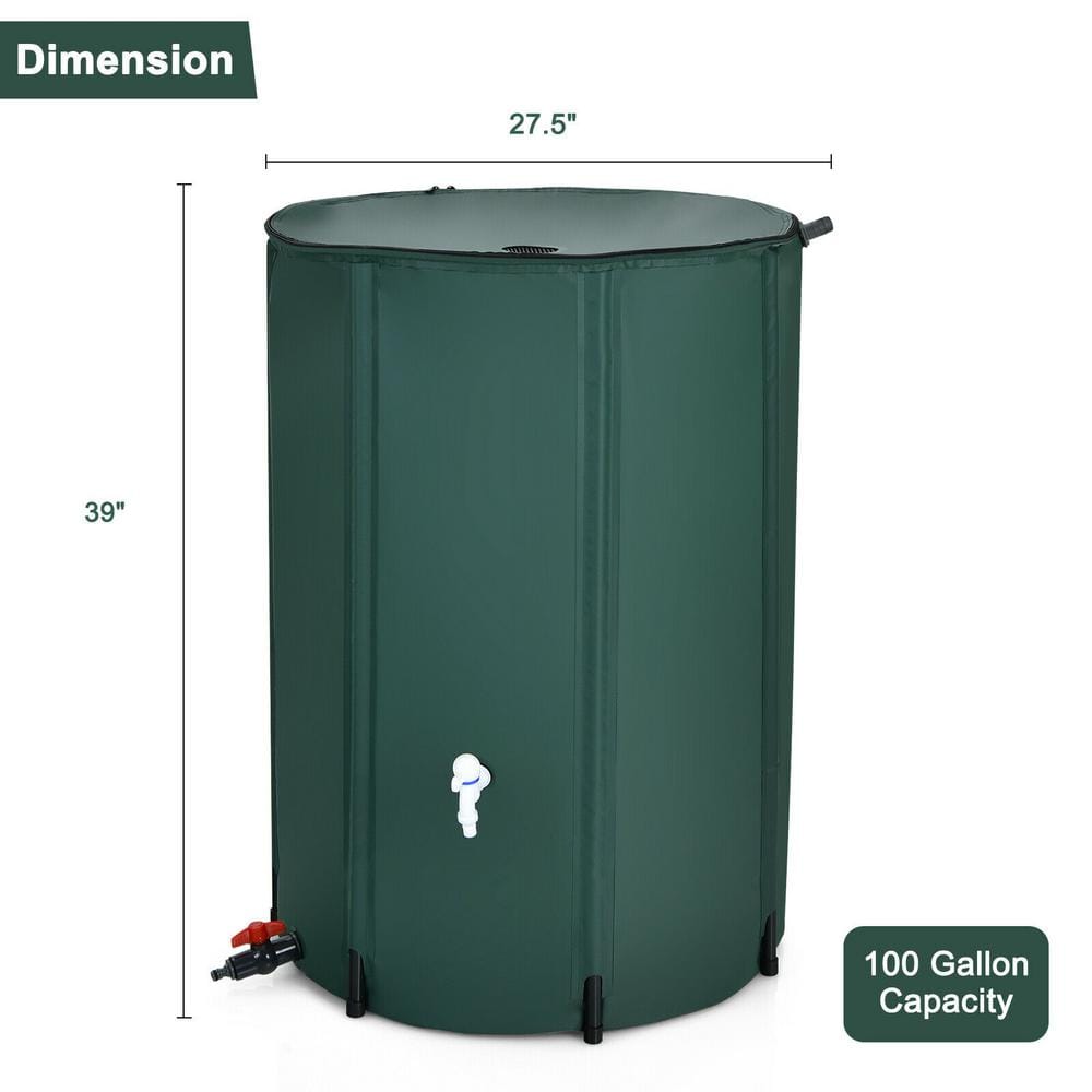 100 gal. Green PVC Portable Rain Barrel Water Collector Tank - Hercitys