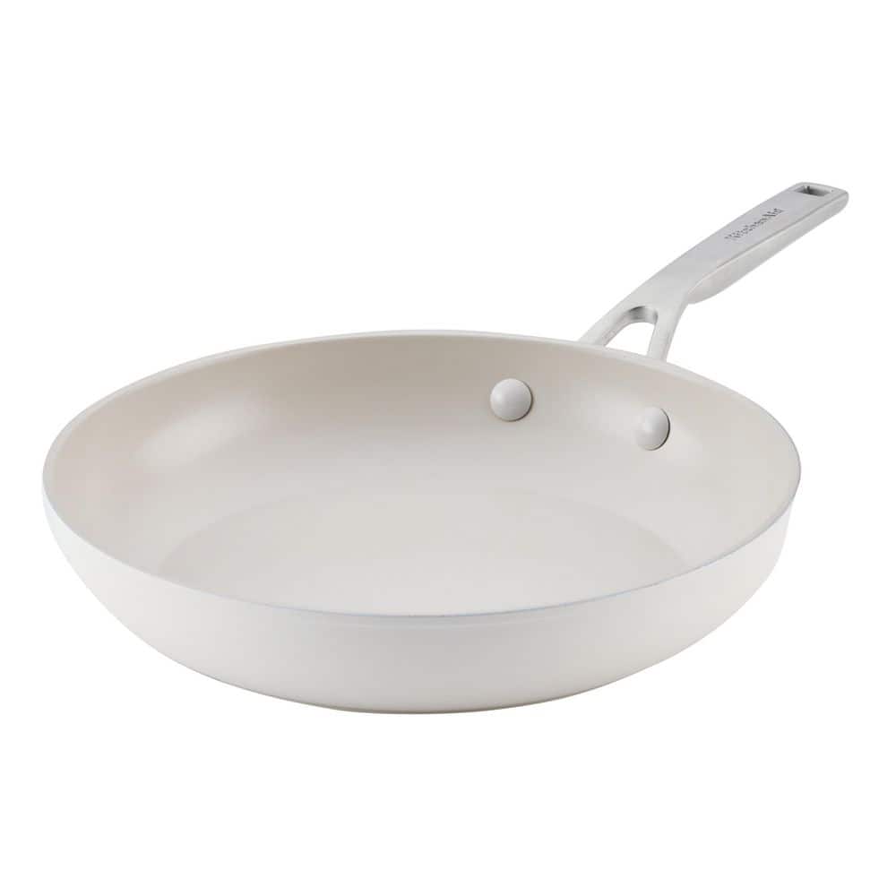 10 in. Hard-Anodized Aluminum Ceramic Nonstick Induction Skillet Porcelain White - Hercitys