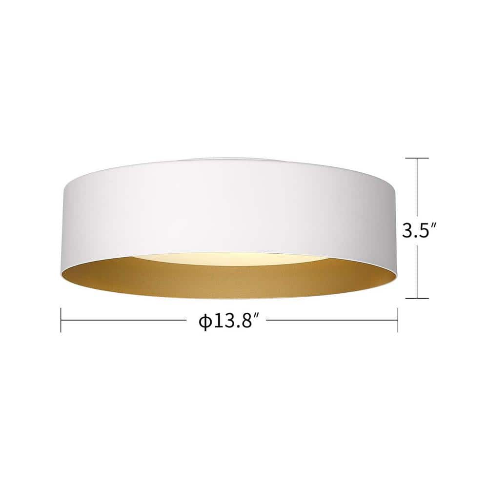 13.8 in. 1-Light Living Room Hallway Bedroom White Flush Mount Ceiling Light Fixture - Hercitys