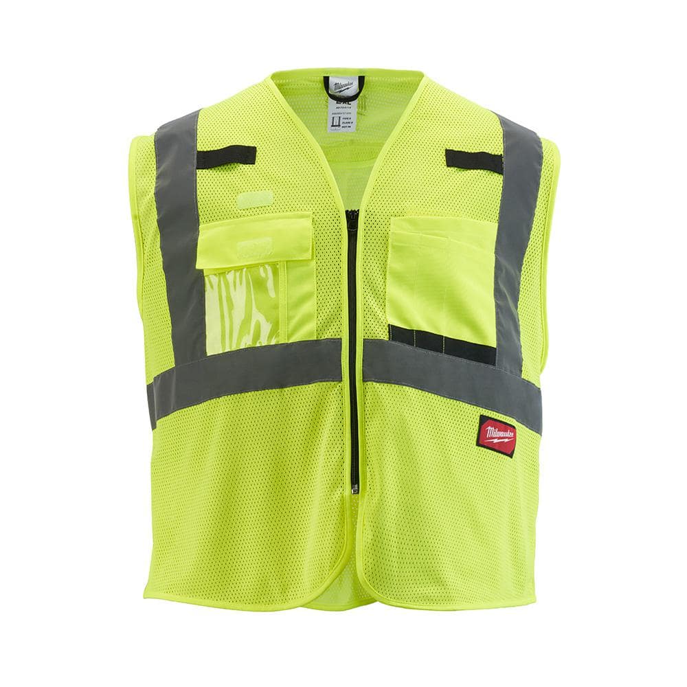 2X-Large/3X-Large Yellow Class 2 Mesh High Visibility Safety Vest with 9-Pockets (12-Pack) - Hercitys