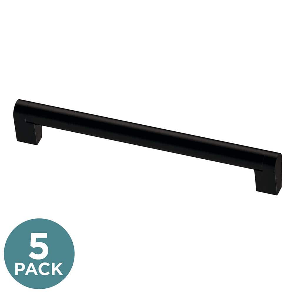 5-Pack Stratford 7-9/16 in. (192 mm) Modern Matte Black Cabinet Drawer Bar Pulls - Hercitys