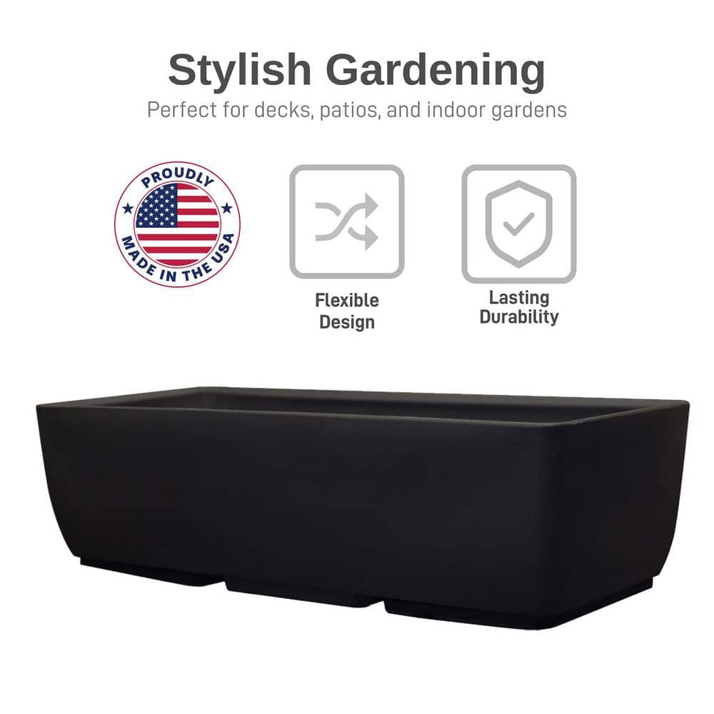30 in. x 10 in. Indoor/Outdoor Black Polyethylene Rectangular Planter - Hercitys
