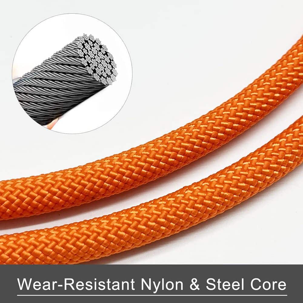 ½ x 10 ft. Adjustable Climbing Harness Flipline Kit Rope Grab Steel Swivel Snap Hook Fall Protection Orange - Hercitys