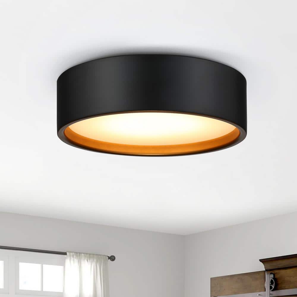 14 in. LED Modern Black Dimmable Flush Mount Ceiling Light - Hercitys