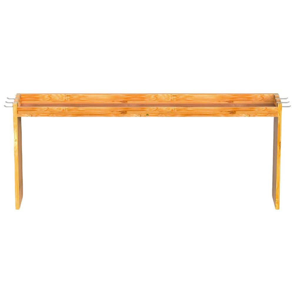 31.5 in. x 4.5 in. x 11.4 in. Bamboo Spice Rack with 6 Hooks, Over the Stove Spice Shelf for Kitchen - Hercitys