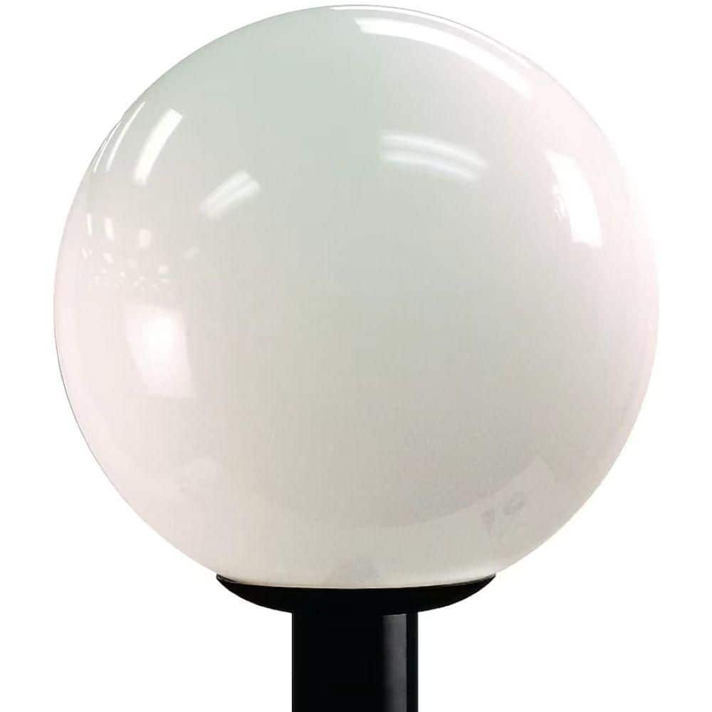12 in. 1-Light Opal Acrylic and Black Aluminum Hardwired Weather Resistant Outdoor Globe Post Light with 4000K LED Bulb - Hercitys