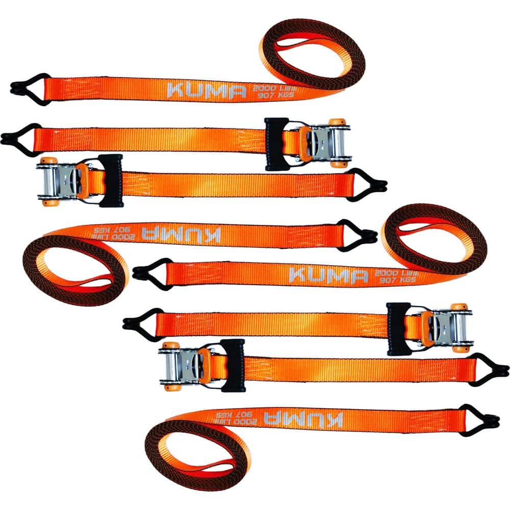 1.5 in. x 15 ft. Kuma Heavy Duty Reflective Ratchet Strap 2,000LBS WLL 4-Pack - Hercitys