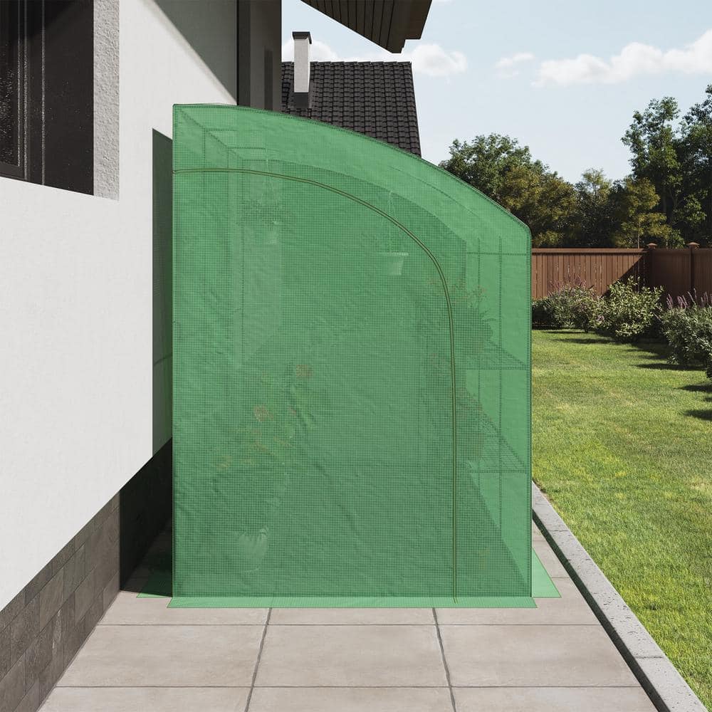 10 ft. x 5 ft. x 7 ft. Lean To Greenhouse, Green - Hercitys