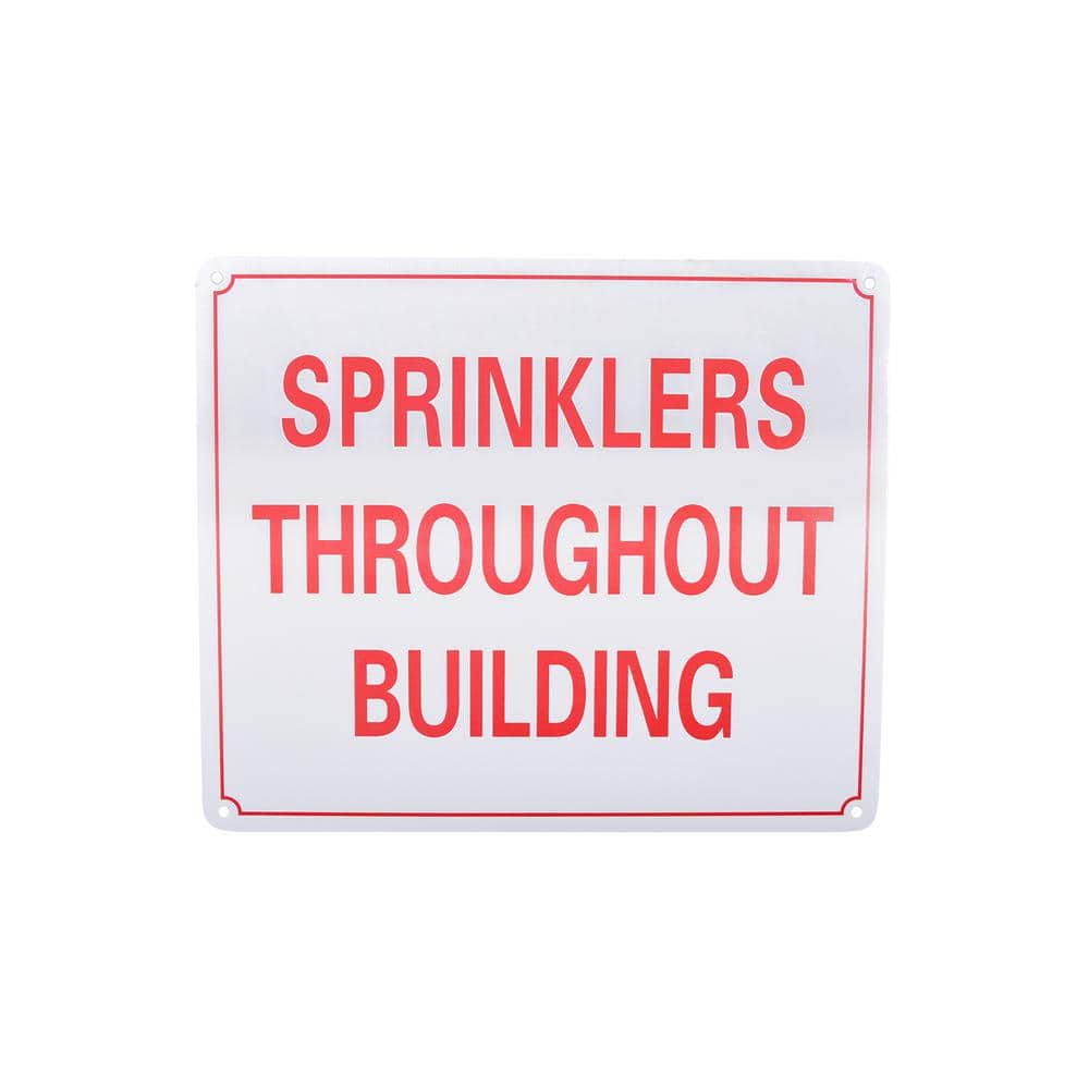 10 in. x 12 in. Aluminum Fire Safety Sign Sprinklers Throughout Building - Hercitys