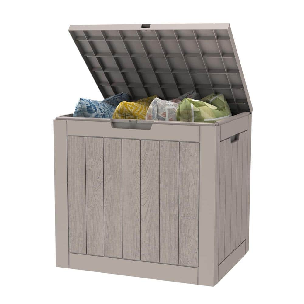 31 Gal. Grey Resin Deck Box Weatherproof and UV Resistant - Hercitys