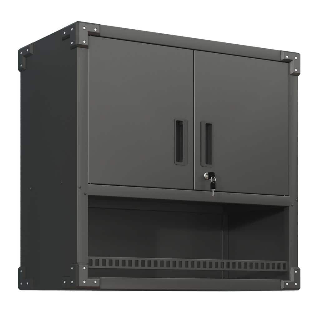 31.5 in. W x 11.81 in. D x 30.31 in. H Heavy-Duty Steel Garage Wall Mount Cabinet, Tool Storage Cabinet in Black - Hercitys