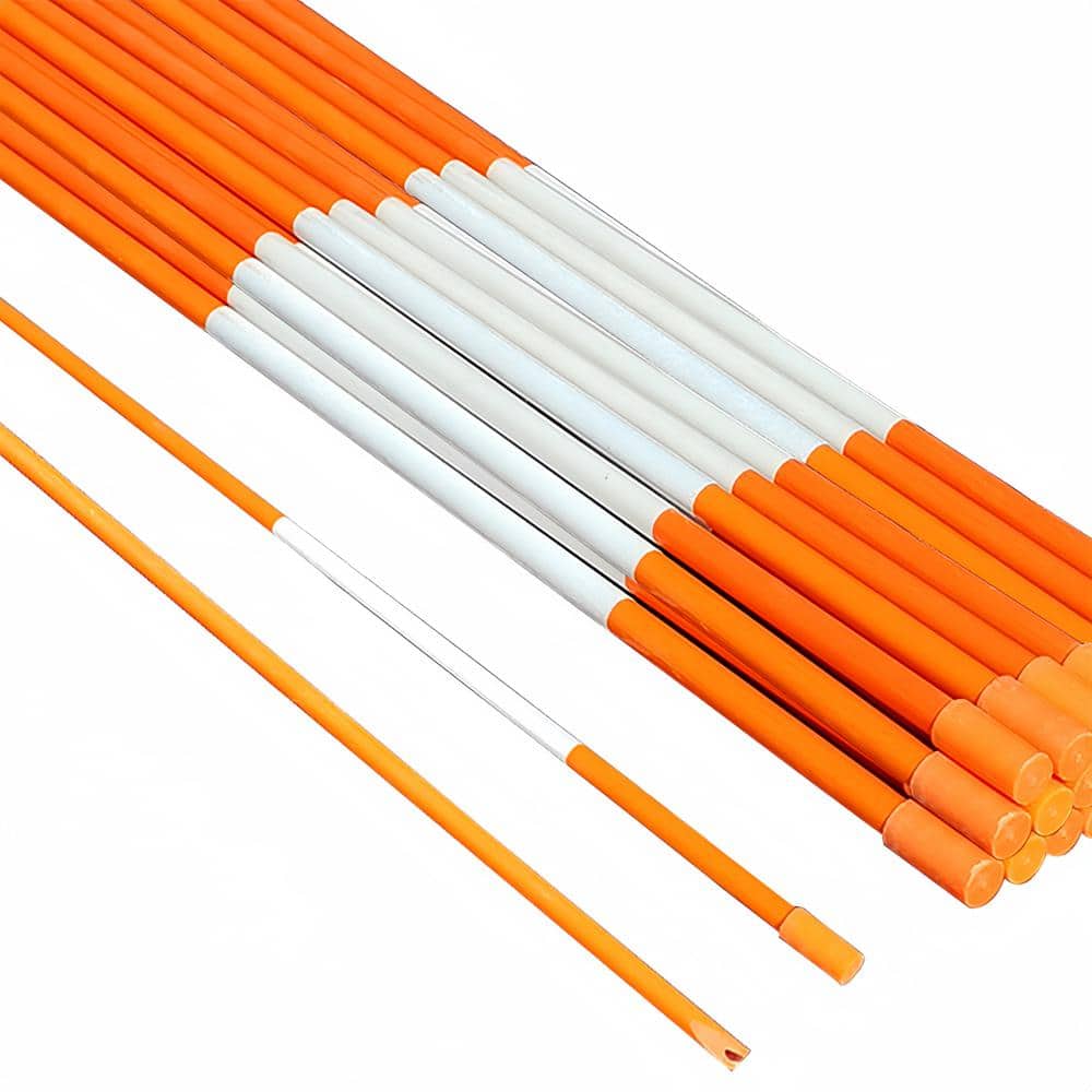 48 in. Orange Reflective Hollow Driveway Markers 5/16 in. Dia Snow Markers Snow Stakes (100-Pack) - Hercitys