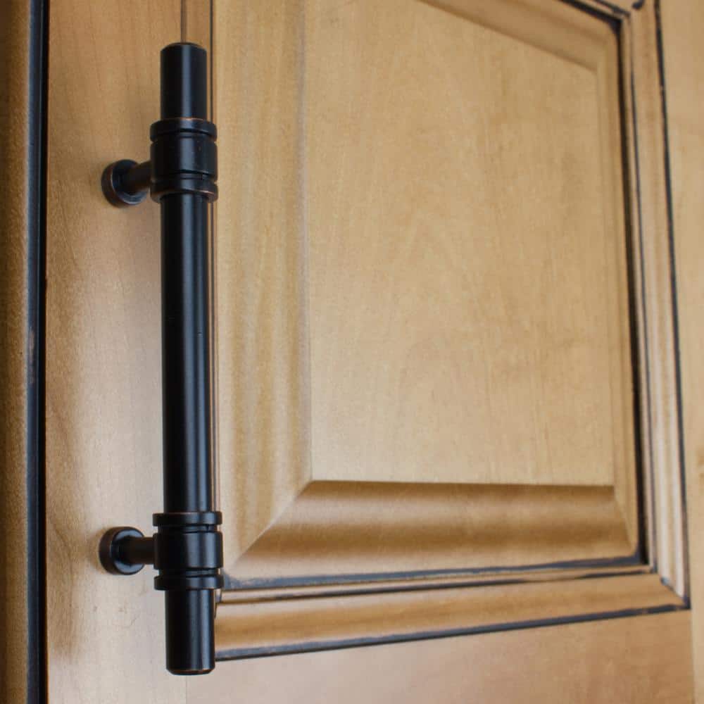 3-3/4 in. Center-to-Center Oil Rubbed Bronze Solid Steel Barrel Ring Cabinet Bar Pull (10-Pack) - Hercitys