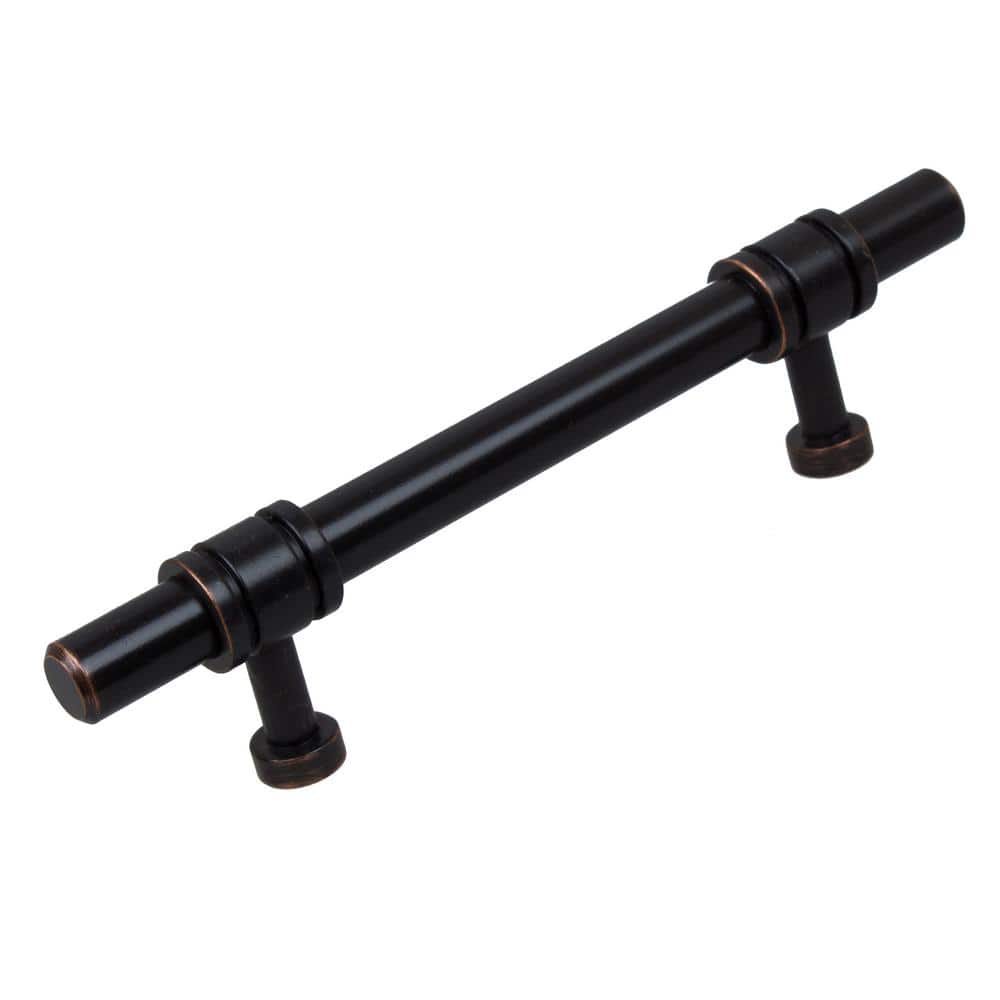 3-3/4 in. Center-to-Center Oil Rubbed Bronze Solid Steel Barrel Ring Cabinet Bar Pull (10-Pack) - Hercitys