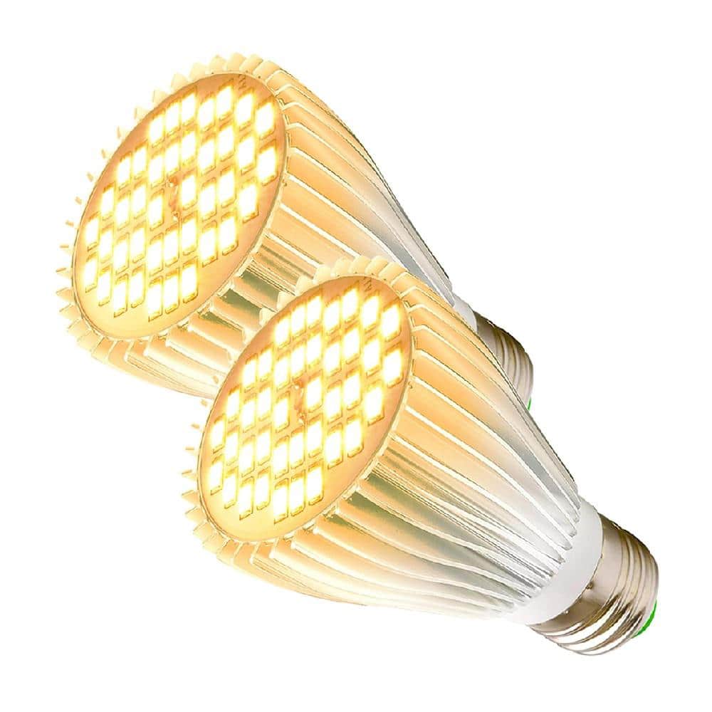 30-Watt E25 Full Spectrum Warm White LED Grow Light Bulb with Low Heat Design for Indoor Plants, White (2-Pack) - Hercitys
