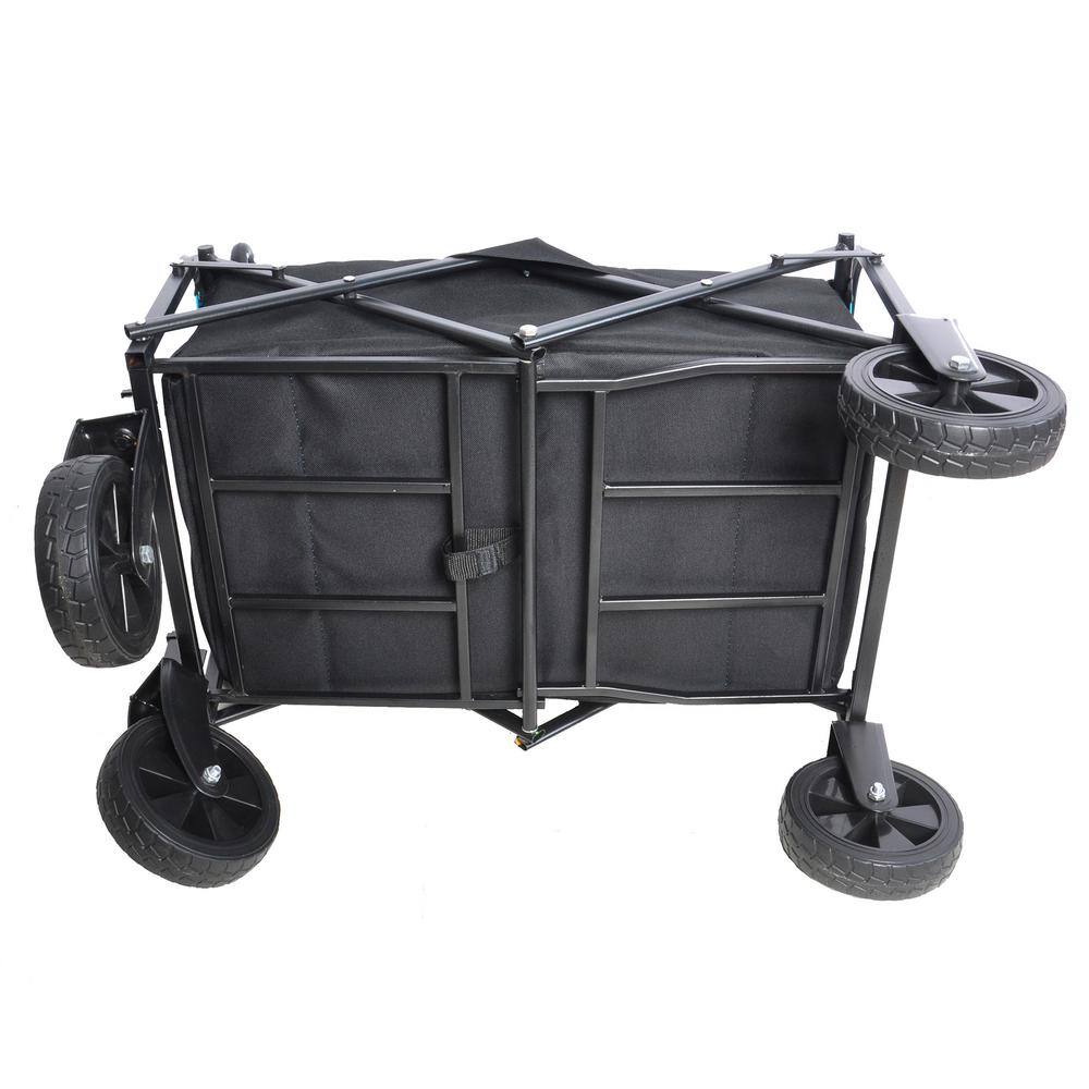 1.8 cu. ft. Blue Black Metal Mini Folding Garden Cart - Hercitys
