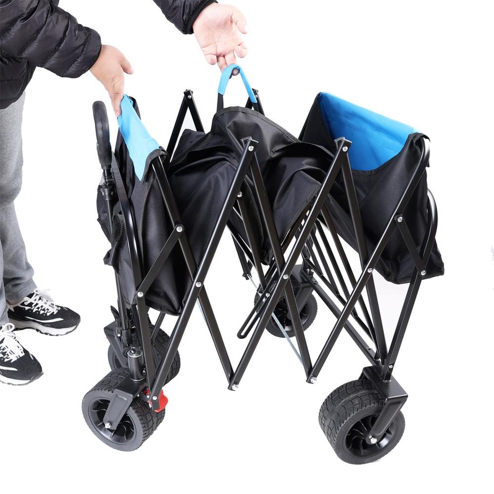 11 cu. ft. Metal Garden Cart, Black and Blue - Hercitys