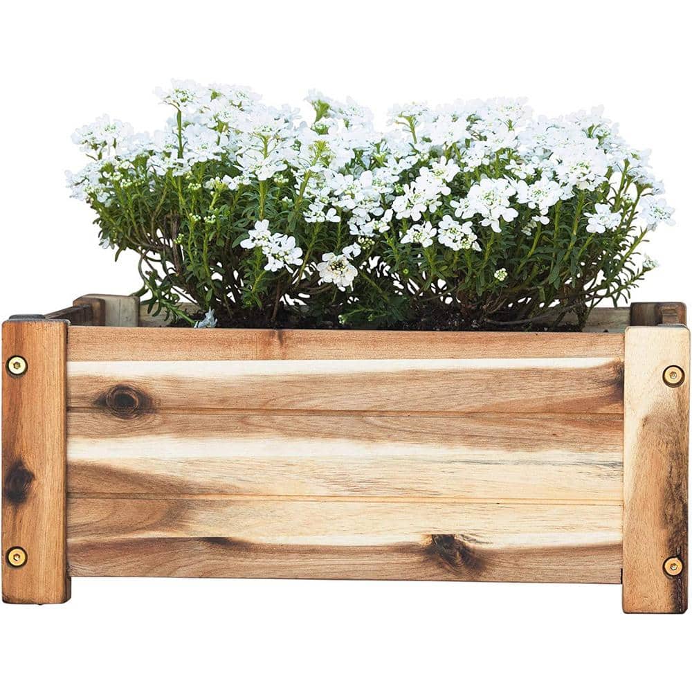 17 in. Wooden Planter Box Rectangular Wood Planter for Garden, Patio, Window, Home Decor Wood Plant Stand - Hercitys
