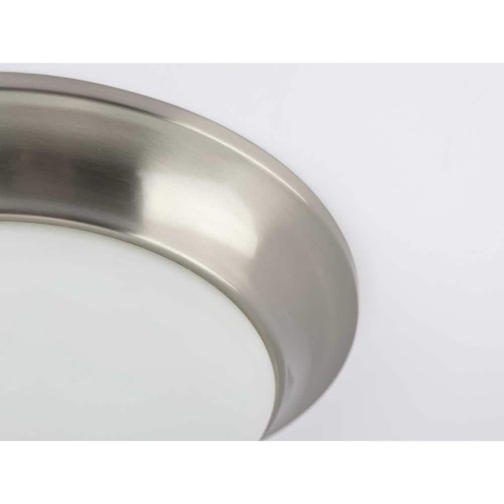11-1/2 in. 1-Light Brushed Nickel Etched Glass Flush Mount - Hercitys