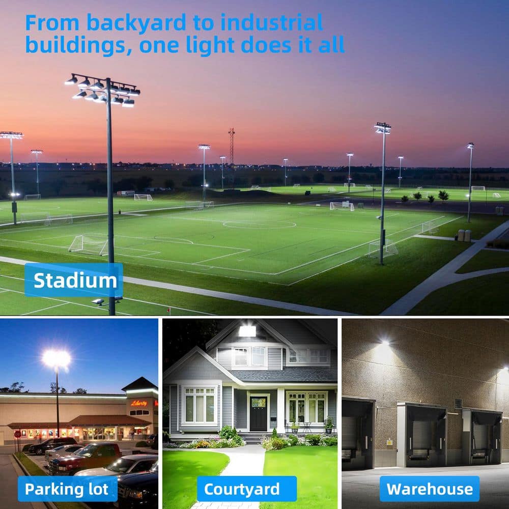 1000-Watt Equivalent 36000 Lumens 120° Black LED Stadium Light 4000K Neutral White LED Flood Light - Hercitys
