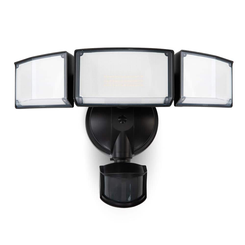 3-Head 342 Watt Equivalent Integrated LED Black Weather Resistant Motion Sensing Area Light - Hercitys