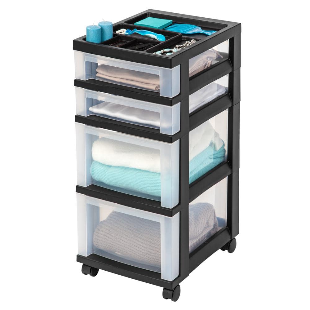 4 Drawer Rolling Storage Cart in Black - Hercitys