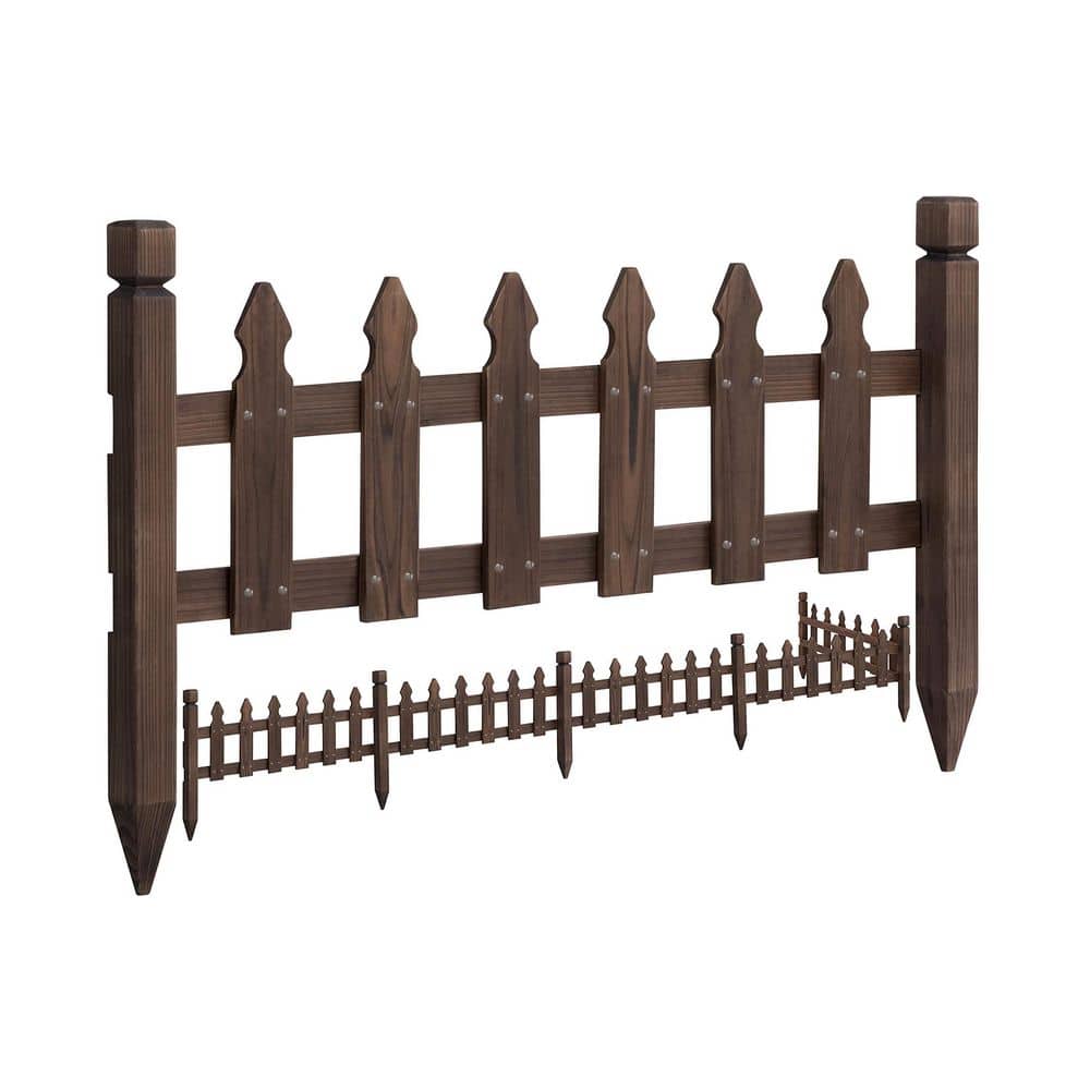 21.7 in. x 177.5 in. Brown Wood Edging, Garden Fence Edging Fencing Garden Yard Border Edging Panels Posts Flower Fences - Hercitys