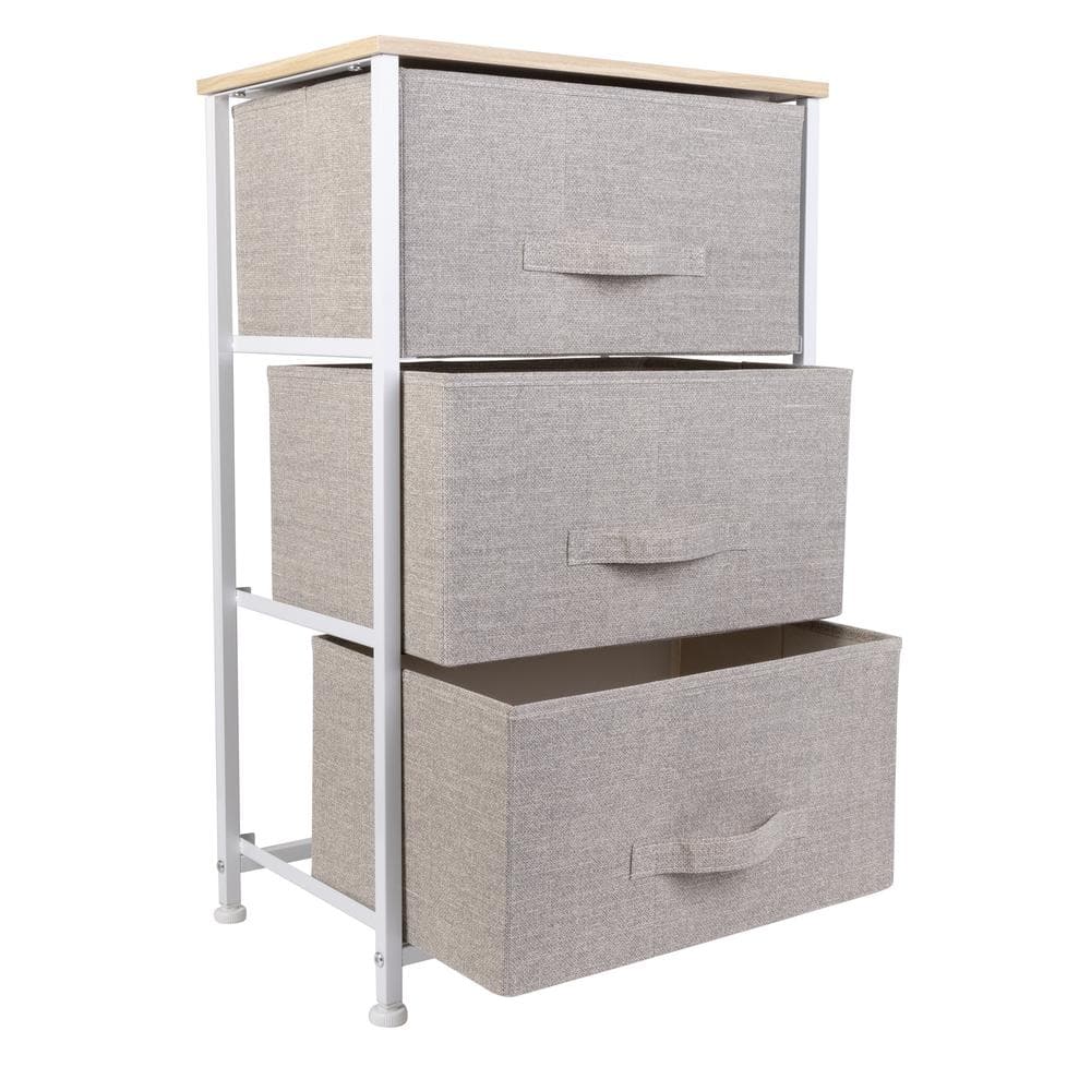 17.7 in. D x 11.8 in. W x 28.75 in. H 3-Drawer Storage Chest in Beige - Hercitys