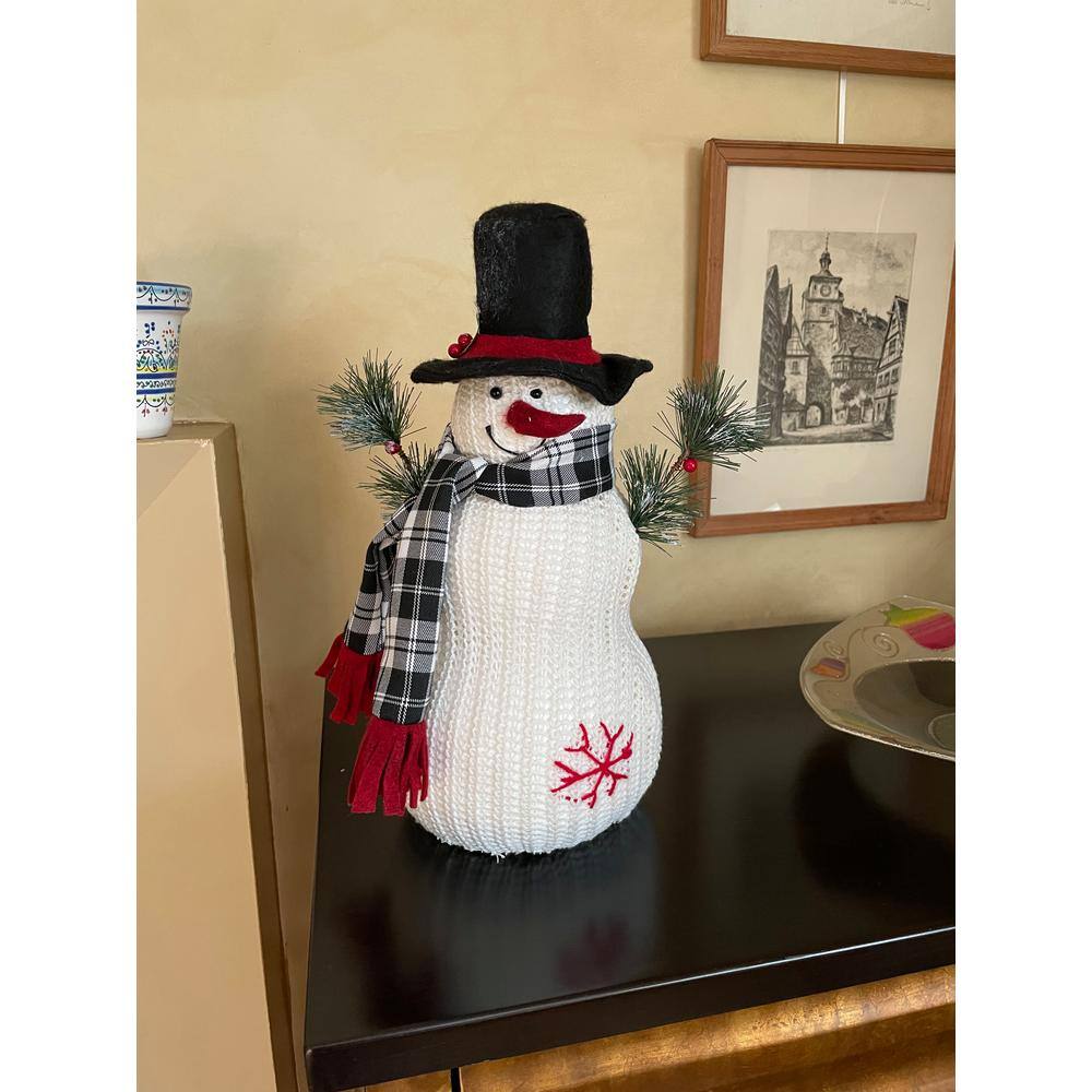 12 in. Tabletop Knit Christmas Snowman with Hat - Hercitys