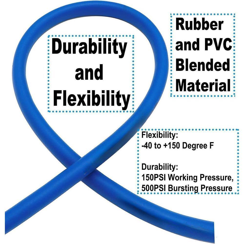 3/4 in. x 6 ft. Heavy-Duty Hybrid Garden Lead Kink Resistant, All-Weather Flexible with Swivel Grip Handle Blue - Hercitys