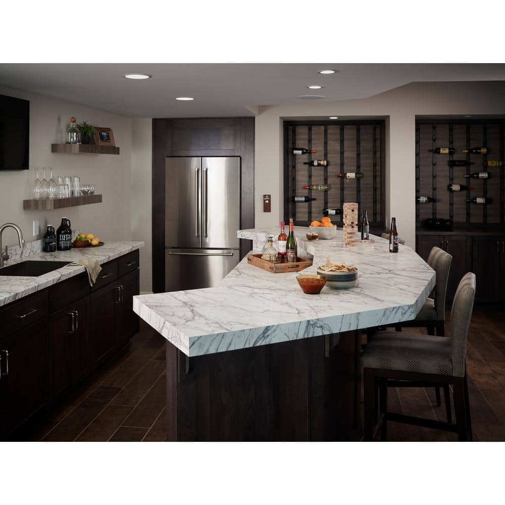 5 ft. x 12 ft. Laminate Sheet in 180fx Quartzite Bianco with Scovato Finish - Hercitys