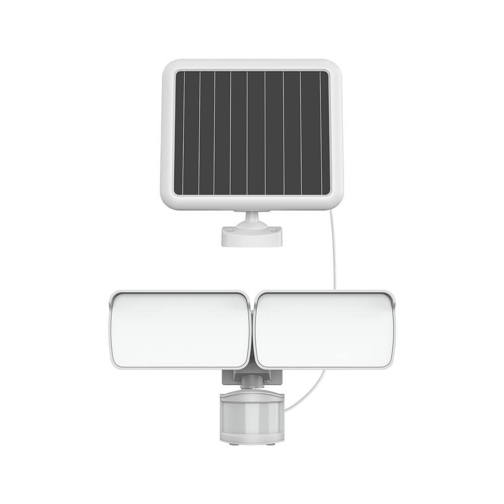 2-Head 12.5-Watt Motion Activated 1500 Lumen White Solar Outdoor Area Light - Hercitys