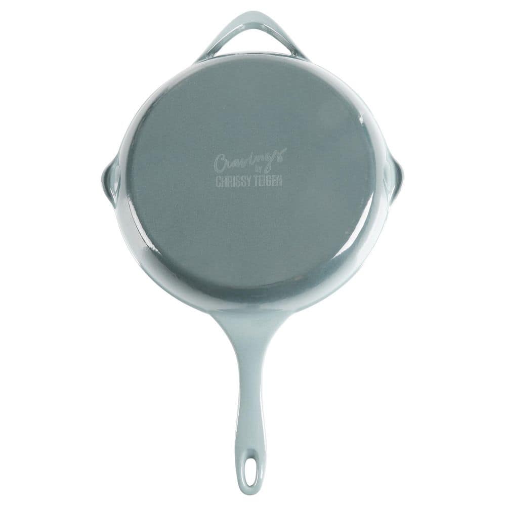 11 in. Round Enameled Cast Iron Skillet in Ombre Green - Hercitys