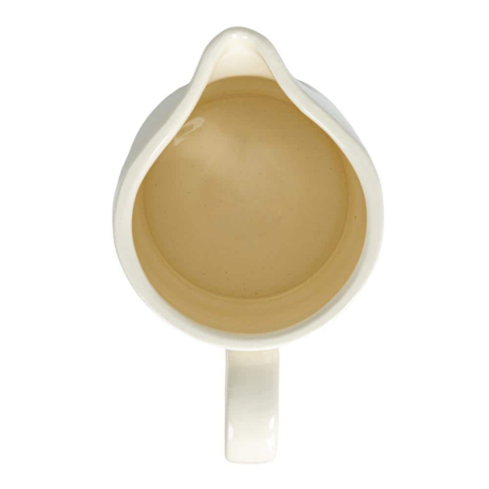 12 fl. oz. White Stoneware Creamer and Sugar Pot with Bamboo Spoon (Set of 2) - Hercitys