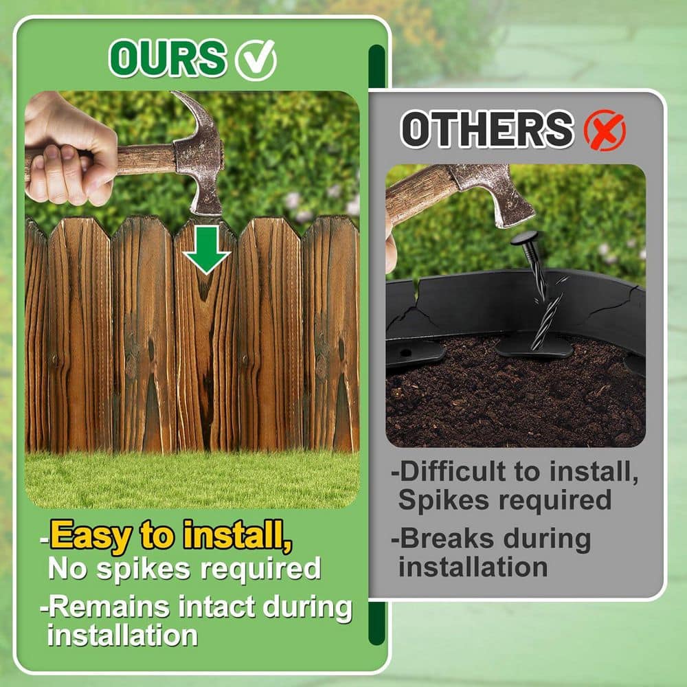 1 in. x 14 in. x 141.6 in. Sturdy Brown Pine Wood, Garden Fence Edging, No Fading Wooden Planter Fencing Yard Pathway - Hercitys