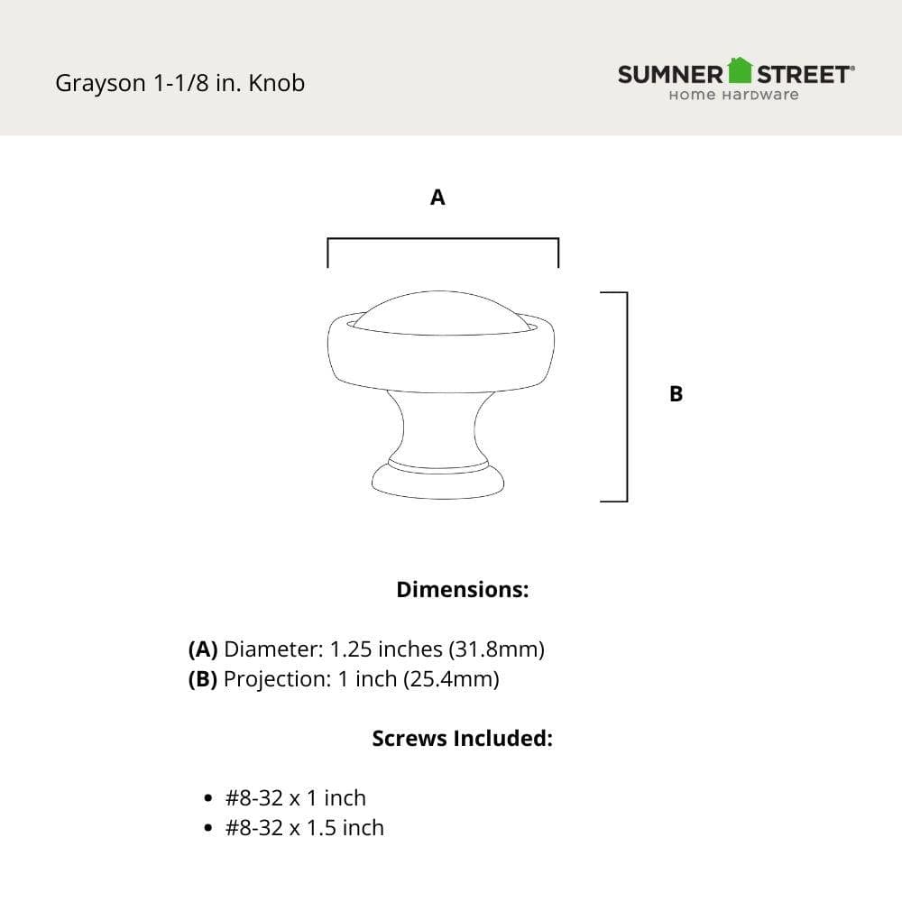 10-Pack Grayson 1-1/8 in. (29 mm) Traditional Satin Brass Round Cabinet Knob - Hercitys