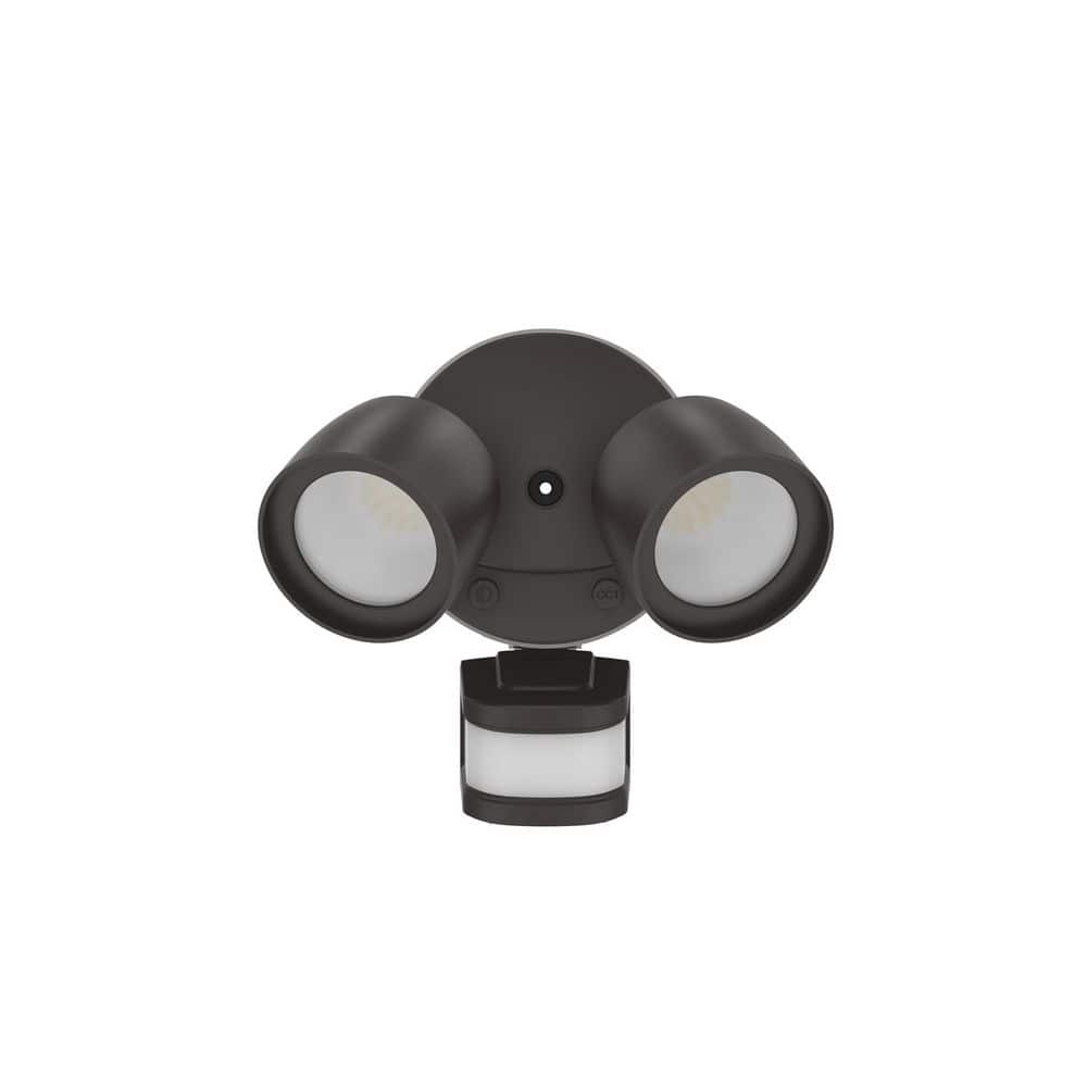 24-Watt 2400 Lumens 240° Motion Activated Integrated LED Twin Head Bronze Flood Light 1-pack - Hercitys