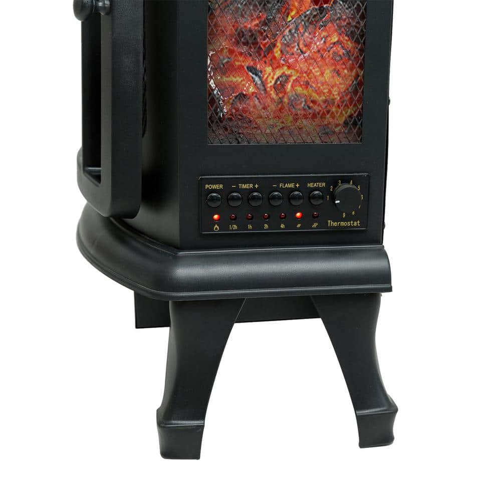 19 in. Freestanding Electric Fireplace in Black with Infrared Remote - Hercitys