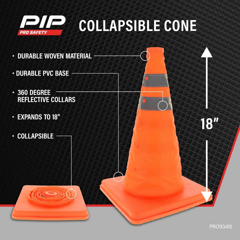 15 in. Orange Reflective Multi-Purpose Collapsible Safety Cone - Hercitys