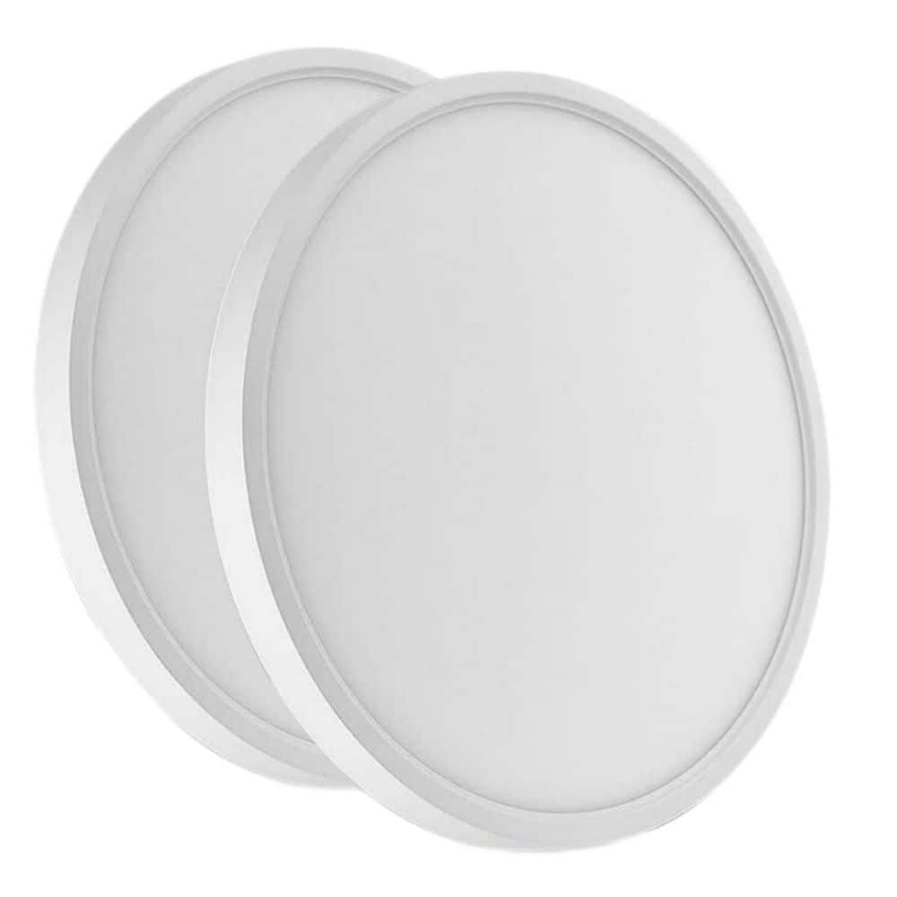 12 in. 28-Watt Dimmable White Integrated LED 3600 Lumens Round Flat Panel Ceiling Flush Mount with 3CCT Adjustable 2Pack - Hercitys